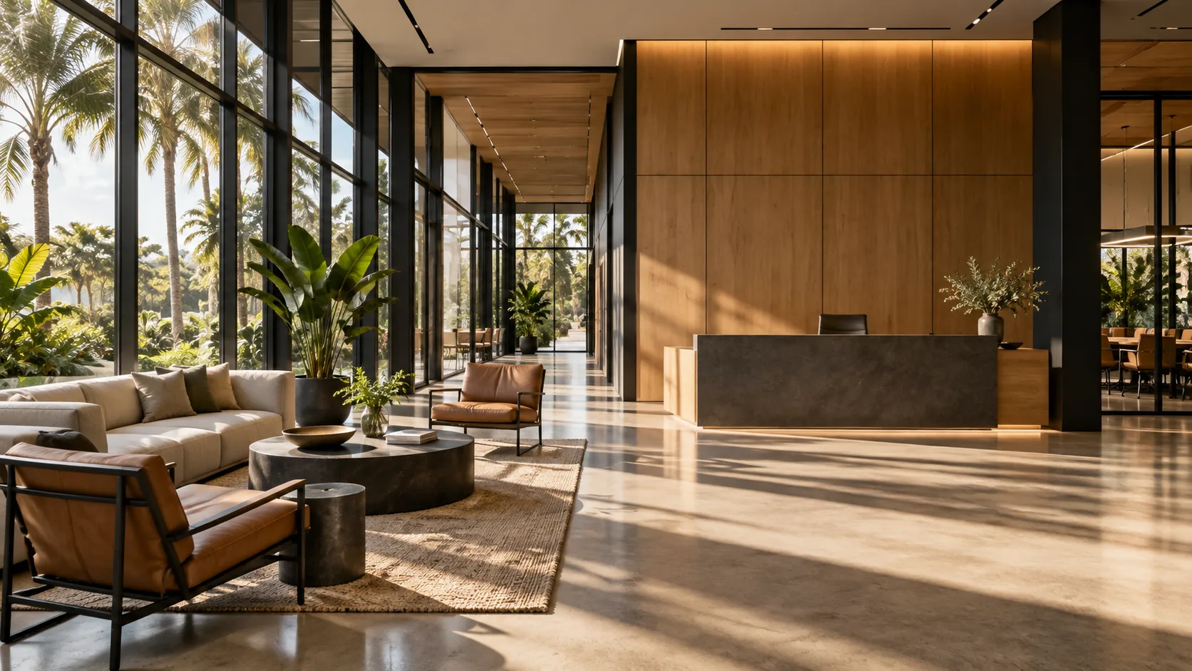 Concept image of a contemporary commercial reception and lounge